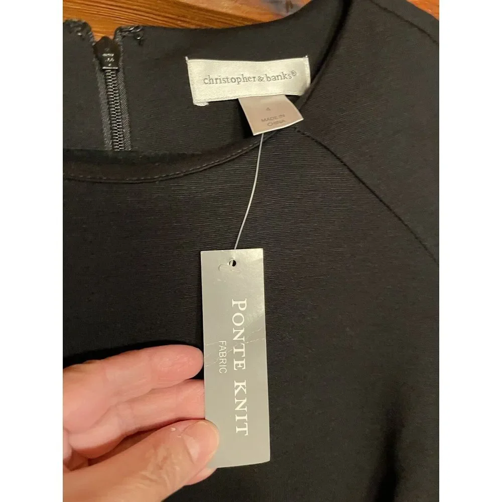 Christopher‎ & Banks Black Ponte Knit Dress Size 4